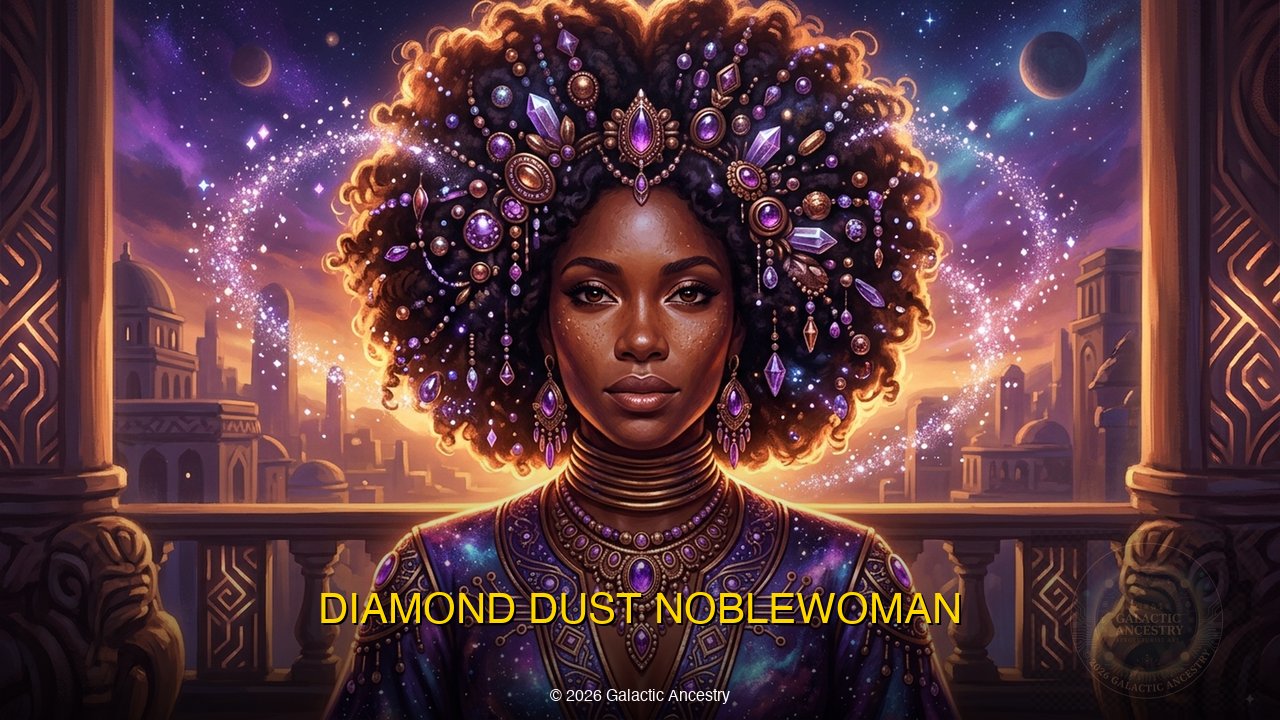 Diamond Dust Noblewoman — regal figure adorned in cosmic light